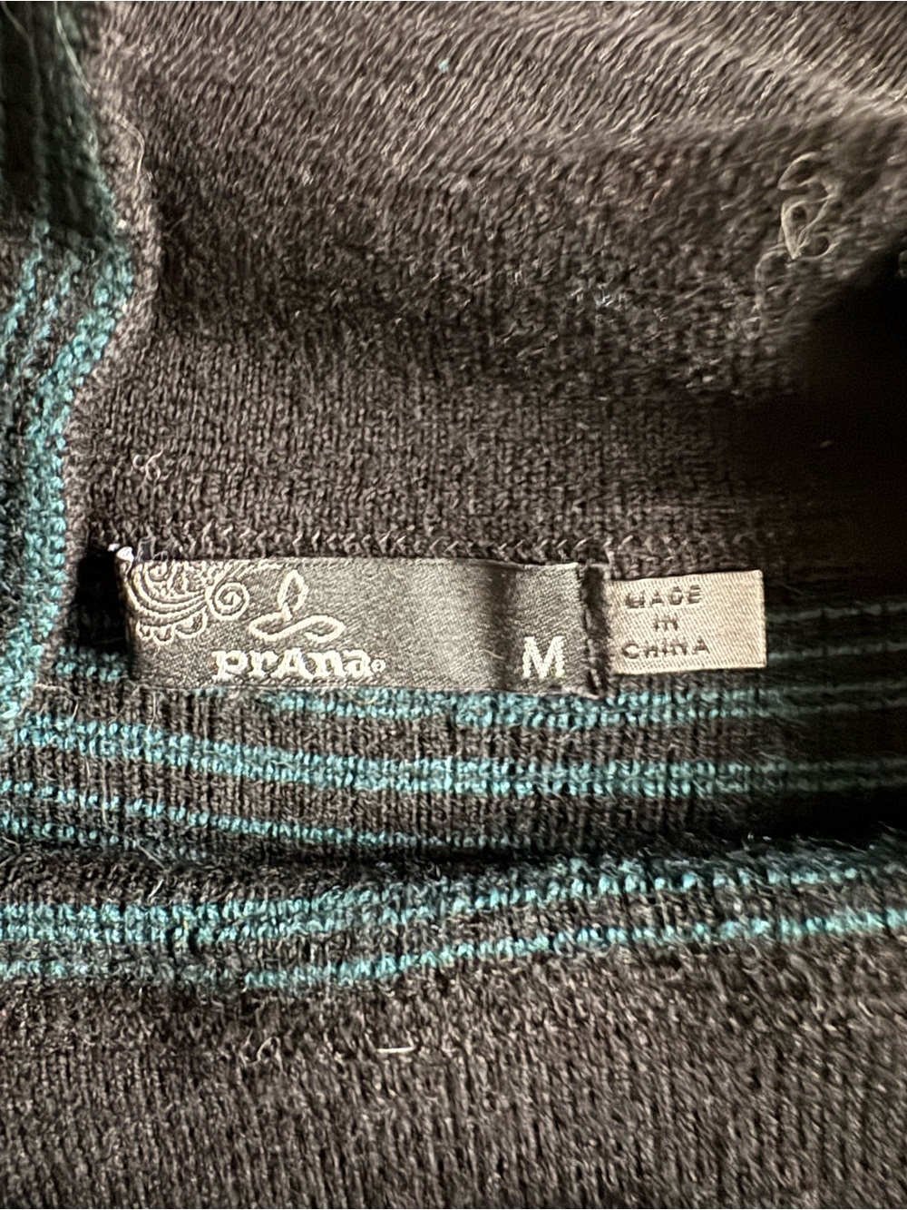 prAna Kelland Teal Black Striped Colorblock Sweater Dress Medium - Picture 3 of 12